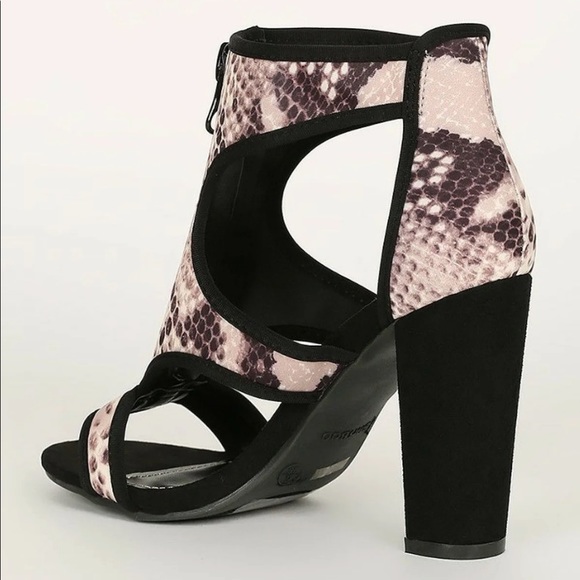 🔥Bamboo Snake Zip Front Cut Out Open Toe Heels - Picture 6 of 6